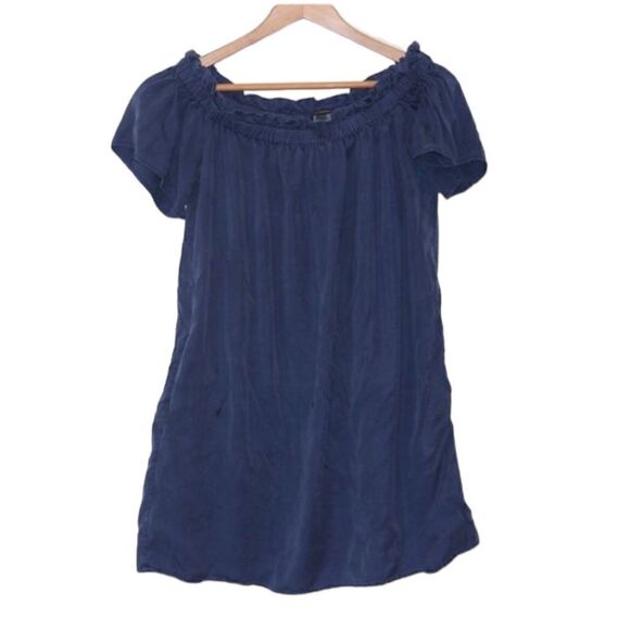 French Connection Blue Short Sleeve Off The Shoulder Mini Dress Women's Size 4 - Picture 1 of 8